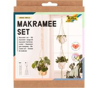 folia Urban Jungle 23729 - Lot de 7 pièces pour macramé, Fil (Beige Naturel), Fil (Vert Pastel), Perles en Bois, Anneaux en Bois, 100% Coton, avec Instructions (français Non Garanti), pour Bricolage