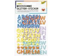 folia 23776 - Moosgummi Glitter Sticker LETTERS, 128 pièces en 5 couleurs différentes, lettres autocollantes pour décorer et orner