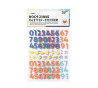 folia 23778 - Moosgummi Glitter Sticker NUMBERS, 112 pièces en 6 couleurs différentes, autocollants de chiffres pour décorer et orner