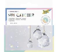 Folia Attrape-soleil CRYSTAL TRIO – 3 cristaux en verre Ø2/3/4 cm, fil doré 16 m, Transparent