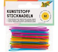 Folia 2399 - Aiguilles à Tapisserie en Plastique (PP), Env. 6,5 cm x 1,8 mm, 32 Pièces, Couleurs Assorties