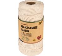 folia 24991 Pure Natural Fil pour macramé 100% coton 100 m de fil torsadé naturel clair Diamètre 3,5 mm Pour bricolage et nouage