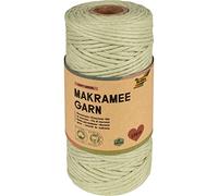 folia 24992 - Fil à macramé Vert Doux, 100% Coton, 100 m - Fil torsadé - Vert Tendre - Diamètre 3,5 mm - pour travaux manuels et nœuds