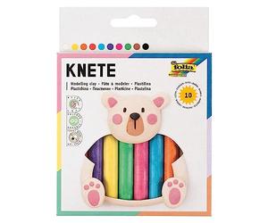 folia 261009 - Pâte à Modeler aux Couleurs Vives, 10 bâtons dans Un étui en Carton, env. 220 g