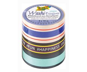 Folia 26443 Lot de 3 rouleaux de ruban adhésif washi en papier de riz fluo Idéal pour la décoration et la décoration