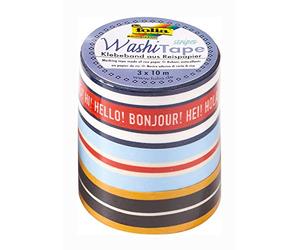 Folia 26445 Lot de 3 rubans washi tape classiques en papier de riz Idéal pour la décoration et la décoration