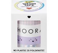 folia 26455 - Washi Tape Happy Vibes, 4 x 5 m, Ruban adhésif en Papier de Riz, hotfoil en 4 Designs, pour bricoler, décorer et orner