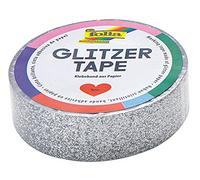 Folia Ruban adhésif en papier pailleté 28103 Argenté 5 m x 15 mm