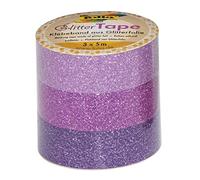 Folia 28302 Ruban adhésif décoratif Glitter Tape Rose/rose/mauve