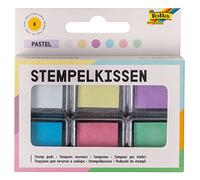 folia 30181 - Lot de 6 tampons encreurs pastel - Différentes couleurs - Idéal pour décorer des cartes et autres travaux manuels