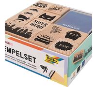 Set de tampons en bois 'Superheros', 14 pièces