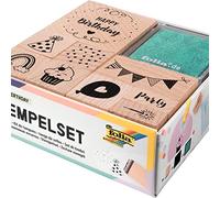 Folia Ensemble de tampons 31104 - Motif 'Happy Birthday' - Multicolore - 11 pièces
