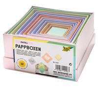 Folia 3119 Cardboard Boxes in Square, Pastel Colours, Pack of 12, in Different S