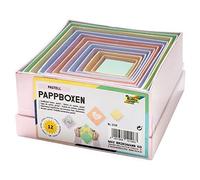 Folia Boîtes en carton folia 3119 – Lot de 12 rectangulaires couleurs pastel, tailles variées