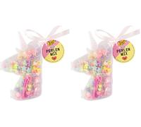 Folia 32021 - Mix de Perles Unicorn, 170 pièces de différentes Formes et Couleurs, 2 m d'élastique à Enfiler et boîte de Rangement (Lot de 2)