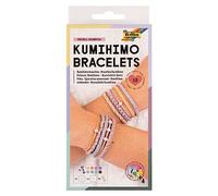 Folia 32039 - Kumihimo Bracelets Pastell Rainbow, kit de Bricolage pour Bracelets, 16 pièces avec Fil, disques à Nouer et Perles, Instructions incluses, Centre