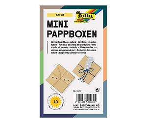 folia 3321 Lot de 10 Mini boîtes Cadeaux carrées en Carton, Naturelles, 7,5 x 7,5 x 4,5 cm, Naturel