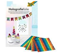 folia 347 Lot de 4 Feuilles holographiques Autocollantes Arc-en-Ciel 23 x 33 cm