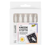 folia 370500-Set, 5 marqueurs Craie en Blanc pour Peindre sur Tableau, Verre, Papier et Autres Surfaces Lisses, Chalk, White, not known