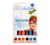 folia 380602 - Lot de 6 crayons de maquillage pour enfants - Testé dermatologiquement - Résistant à l'essuyage - Lavable à l'eau et au savon - Idéal pour le carnaval, le carnaval et le théâtre