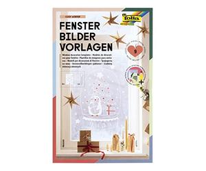 folia 39149 - Set de décors de fenêtre Cosy Winter avec 8 modèles de Design pré-imprimés sur Le thème de l'hiver, de Noël et de l'automne, y Compris 1 marqueur Craie en Blanc