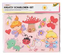Folia Pochoirs Creative Princess 40613 – Lot de 6, personnages féeriques, pour crayons et feutres