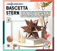 folia 411/1515 Bascetta Décoration de Noël en forme d'étoile Cuivre/blanc 32 feuilles 15 x 15 cm Taille finie environ 20 cm avec instructions détaillées Idéal pour la décoration intemporelle