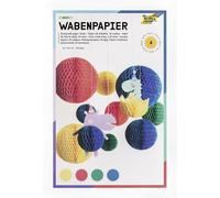 folia 461-09 - Papier nid d'abeille BASIC, 21 x 33 cm, papier de bricolage avec structure en nid d'abeille en 4 couleurs, 30 couches, pour créer des décorations en nid d'abeille colorées