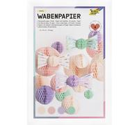folia 461-19 - Papier nid d'abeille PASTEL, 21 x 33 cm, papier de bricolage avec structure en nid d'abeille en 4 couleurs, 30 couches, pour créer des décorations en nid d'abeille colorées