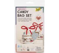 folia 46206 - Candy Bag Set Merry Woofmas, 6 Pochettes Cadeaux avec pendentifs de Noël, 3 m de Ruban Inclus, pour friandises et pâtisseries
