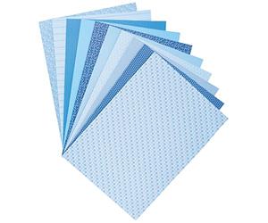 folia 46409 - Lot de 10 Feuilles de Carton à Motif Basiques - Bleu - 50 x 70 cm - 270 g/m² - Base pour de Nombreux travaux manuels et idées