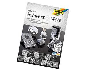 Folia 46749 Motif Bloc 24 x 34 cm 26 Feuilles Assortis Noir/Blanc