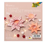 folia 471/1015 D. Meissner Set Joy Etoiles pliantes avec 36 feuilles (80 g/m²) pour une grande et 2 petites étoiles, avec instructions pour la décoration intemporelle, tons rouges, taille unique