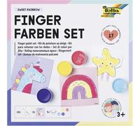 folia 48211 - Kit de Peinture au Doigt Sweet Rainbow, kit créatif avec 5 x 30 ML de Peinture au Doigt Lumineuse, 10 modèles à colorier avec des Motifs Fantaisie et 2 modèles de mélange
