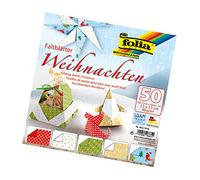 Folia 493/1515 - Dépliants de Noël - 15 x 15 cm - 80 g/m² - 50 Feuilles Assorties en 5 Motifs - Idéal pour de Magnifiques Figurines et Formes Pliantes