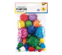 folia 50311 - Pompons Sparkling Rainbow - 30 balles moelleuses assorties de différentes tailles et couleurs - Idéal pour les travaux manuels colorés