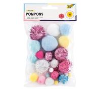 folia 50312 - Pompons Unicorn, 30 balles moelleuses Assorties de différentes Tailles et Couleurs, idéal pour Les travaux manuels colorés
