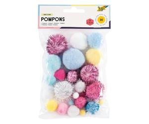 folia 50312 - Pompons Unicorn, 30 balles moelleuses Assorties de différentes Tailles et Couleurs, idéal pour Les travaux manuels colorés
