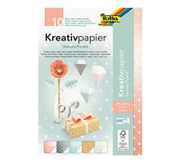 folia 51349 - Papier créatif sur une face avec points de velours et carton, 80 et 250 g/m², 10 feuilles dans un assortiment de 5 couleurs harmonieuses.