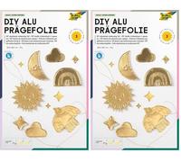folia 521 - DIY feuille à gaufrer en alu, or, 3 feuilles, 70µ, env. 18,5 x 29,7 cm, feuille de métal dur extra strong, Gold (Lot de 2)