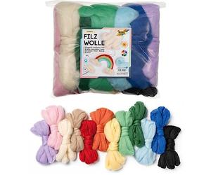 Folia - 52309 - Laine cardée, en sachet d'env. 360 g - Assortiment de 12 couleurs