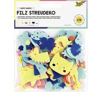 folia 5255 - Décoration à saupoudrer en Feutre Happy Shapes, 170 Motifs d'animaux et de Nature en 5 Couleurs, pour décorer et orner