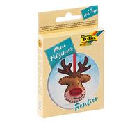 folia 52916 Kit de Couture en Feutre pour Enfant Mini Ligne de Feutre, Pendentif Renne, 9 pièces - Kit de Couture en Feutre pour fabriquer Un Pendentif Cousu soi-même