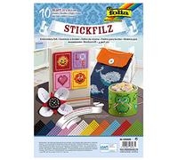 folia 530409 Lot de 10 feuilles de feutre à broder Multicolore 21 x 29,5 cm