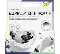 folia 541060 - Mirror Tile Rolls SILVER SIZE M, 2 rouleaux de 4 cm x 1 m, mosaïque miroir en argent, 800 tesselles de verre de 10 x 10 mm chacune, autocollantes, pour décorer et orner