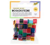 folia 57209 Lot de 190 pierres en mosaïque transparentes en résine de haute qualité 10 x 10 mm assorties en 20 couleurs lisses et transparentes