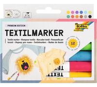 Folia 581 ¿ Marqueur Textile Premium Edition, 12 Marqueurs Couleurs Assorties