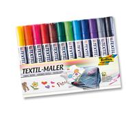 folia 581 Textile Painter, 12 Assorted Colours, Fade-Resistant and Waterproof 12