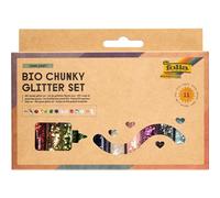 folia 5891 - Bio Chunky Glitter Set STARLIGHT, 10 boîtes y compris 90 g de colle à décorer, paillettes organiques Chunky en 10 couleurs différentes, pour décorer et orner
