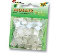 folia 60201 Tuile pour mosaïque, 10 x 10 mm, résine synthétique, mélange ton sur ton, blanc (45 g)